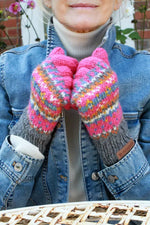 Load image into Gallery viewer, luscious scarves wool gloves Pachamama Pink Iona Gloves , Handknitted , Fairtrade
