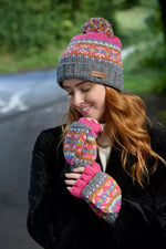 Load image into Gallery viewer, luscious scarves wool gloves Pachamama Pink Iona Gloves Mitts , Handknitted , Fairtrade
