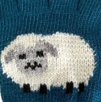 luscious scarves wool gloves Teal Fingerless Wool Blend Gloves with a Fluffy Sheep Design.