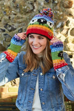Load image into Gallery viewer, luscious scarves wool handwarmer Pachamama Black Sheep Handwarmer Rainbow, Handmade, Fairtrade
