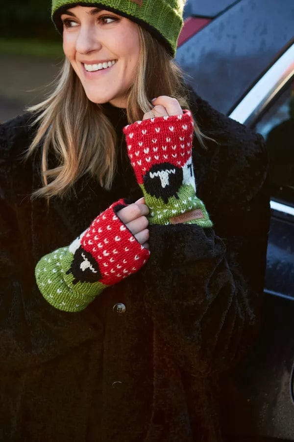 luscious scarves wool handwarmer Pachamama Black Sheep Handwarmer Red , Fairtrade, Handmade