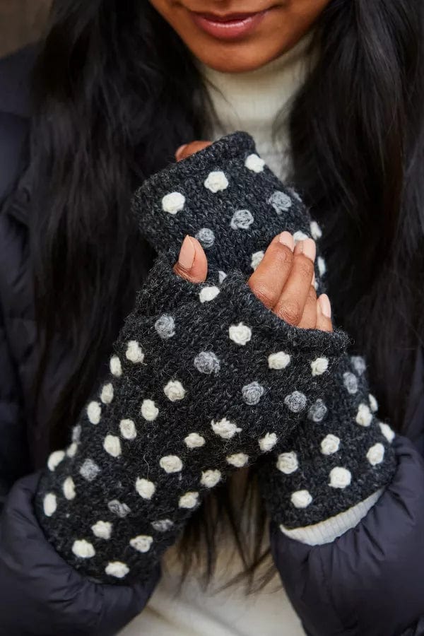 luscious scarves wool handwarmer Pachamama Kew Handwarmer Charcoal , Handmade, Fairtrade