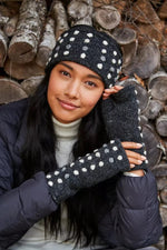Load image into Gallery viewer, luscious scarves wool handwarmer Pachamama Kew Handwarmer Charcoal , Handmade, Fairtrade
