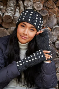luscious scarves wool handwarmer Pachamama Kew Handwarmer Charcoal , Handmade, Fairtrade