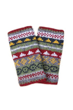 Load image into Gallery viewer, luscious scarves wool handwarmer Pachamama Ladies Classic Fairisle Hand Warmers, Rust Red , Handknitted , Fairtrade
