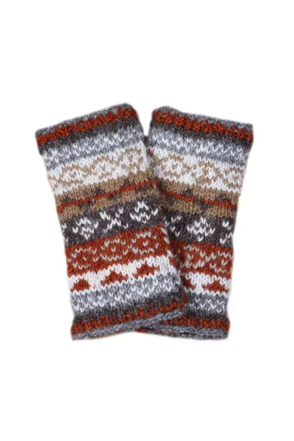 luscious scarves wool handwarmer Pachamama Ladies Fairisle Handwarmers , Grey , Handknitted , Fairtrade