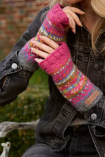 Load image into Gallery viewer, luscious scarves wool handwarmer Pachamama Pink Iona Handwarmer , Handknitted , Fairtrade
