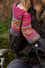 Load image into Gallery viewer, luscious scarves wool handwarmer Pachamama Pink Iona Handwarmer , Handknitted , Fairtrade
