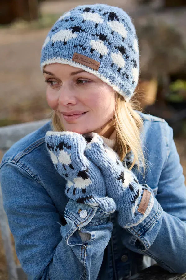 luscious scarves wool handwarmer Pachamama Sheep (Merino) Handwarmers Blue