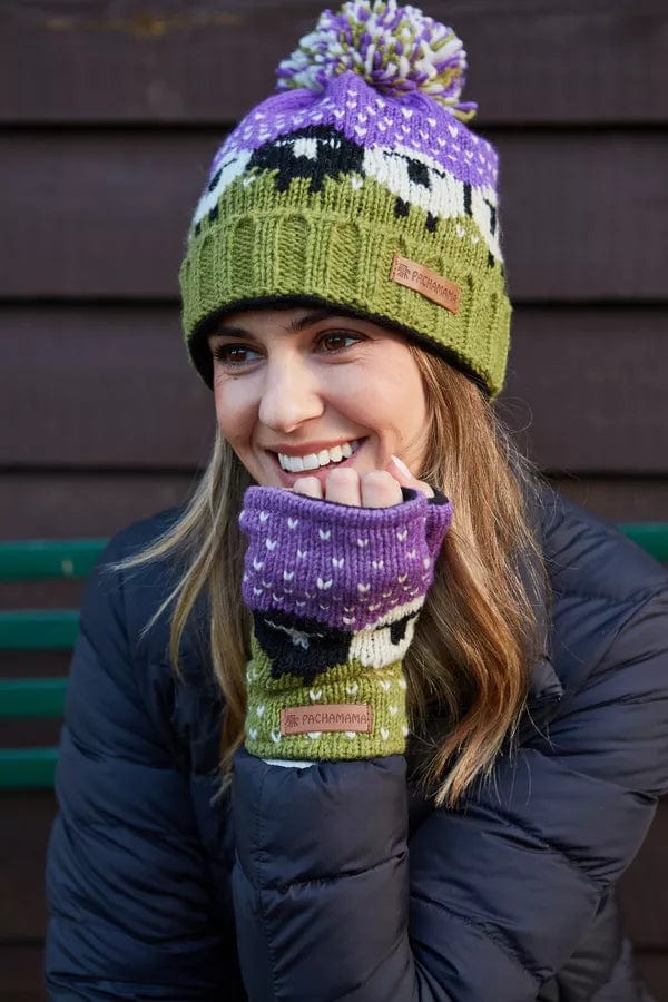 luscious scarves wool handwarmers Pachamama Black Sheep Handwarmer Purple, Fairtrade, Handmade