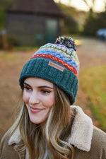 Load image into Gallery viewer, luscious scarves wool hat Pachamama Elveden Roll Back Bobble Beanie , Handknitted , Fairtrade
