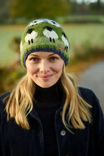 Load image into Gallery viewer, luscious scarves wool hat Pachamama Flock Of Sheep Beanie Fair Trade
