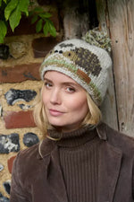 Load image into Gallery viewer, luscious scarves wool hat Pachamama Hedgehogs Bobble Hat , Handknitted , Fairtrade
