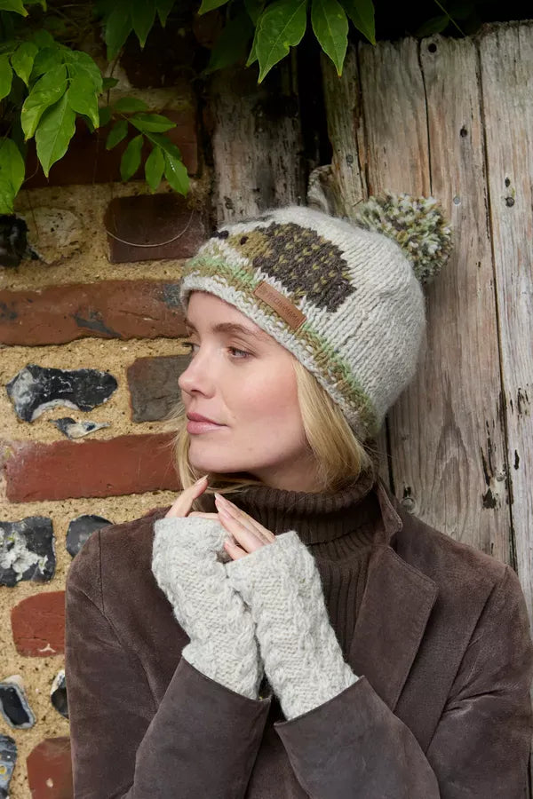 luscious scarves wool hat Pachamama Hedgehogs Bobble Hat , Handknitted , Fairtrade