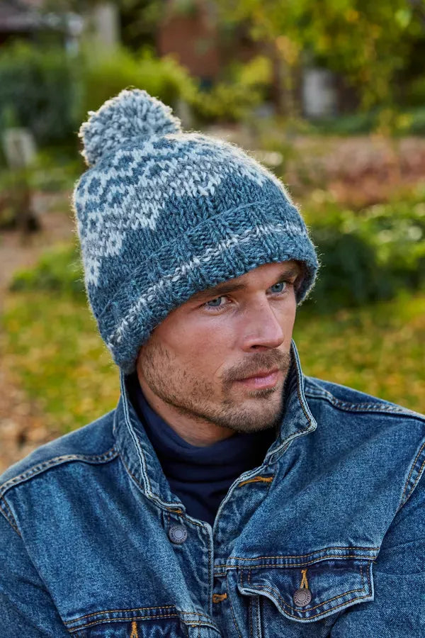 luscious scarves wool hat Pachamama Jorvik Men's Bobble Hat , Handknitted , Fairtrade