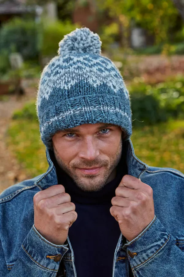 luscious scarves wool hat Pachamama Jorvik Men's Bobble Hat , Handknitted , Fairtrade