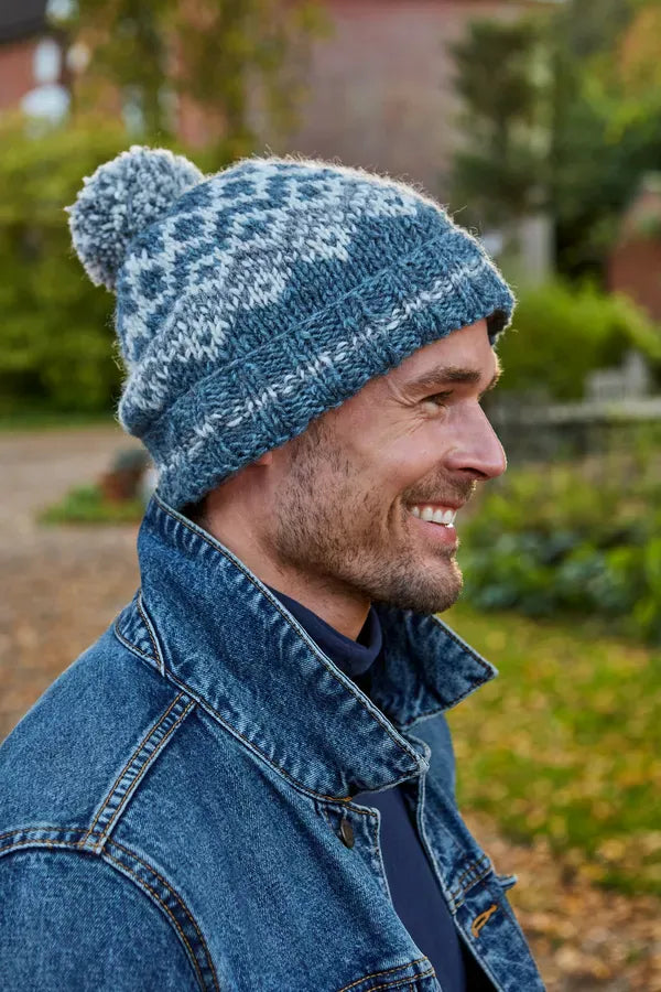 luscious scarves wool hat Pachamama Jorvik Men's Bobble Hat , Handknitted , Fairtrade