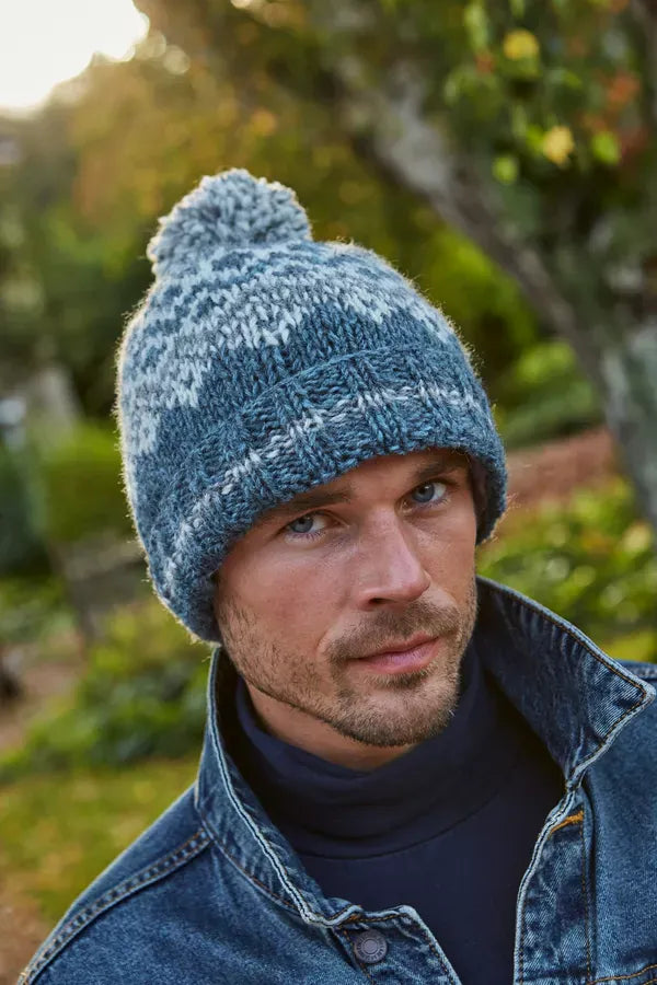 luscious scarves wool hat Pachamama Jorvik Men's Bobble Hat , Handknitted , Fairtrade