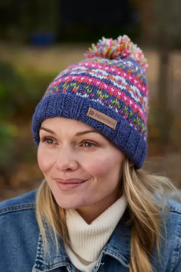 luscious scarves wool hat Pachamama Killarney (Merino) Bobble beanie Denim