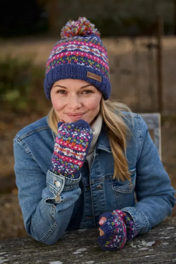 luscious scarves wool hat Pachamama Killarney (Merino) Bobble beanie Denim