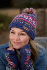 Load image into Gallery viewer, luscious scarves wool hat Pachamama Killarney (Merino) Bobble beanie Denim
