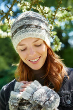 Load image into Gallery viewer, luscious scarves wool hat Pachamama Ladies Classic Fairisle Beanie, Natural , Handknitted , Fairtrade
