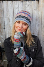 Load image into Gallery viewer, luscious scarves wool hat Pachamama Ladies Classic Fairisle Beanie, Oatmeal , Handknitted , Fairtrade
