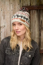 Load image into Gallery viewer, luscious scarves wool hat Pachamama Ladies Crafty Cat Bobble Beanie , Handknitted , Fairtrade
