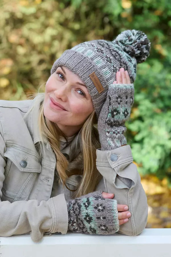 luscious scarves wool hat Pachamama Loch Fyne (Merino) Roll Back Beanie Green