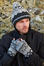Load image into Gallery viewer, luscious scarves wool hat Pachamama Men&#39;s Jorvik Bobble Beanie Charcoal, Handmade , Fairtrade
