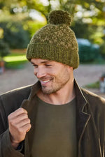 Load image into Gallery viewer, luscious scarves wool hat Pachamama Mens New Forrest , Moss, Handknitted , Fairtrade
