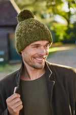Load image into Gallery viewer, luscious scarves wool hat Pachamama Mens New Forrest , Moss, Handknitted , Fairtrade
