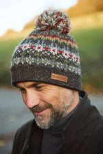 Load image into Gallery viewer, luscious scarves wool hat Pachamama Mens Westport Bobble Beanie Earth, Fair Trade, Hand Knitted
