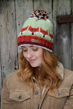Load image into Gallery viewer, luscious scarves wool hat Pachamama Skulk Of Foxes Roll Back Bobble Hat , Handknitted , Fairtrade
