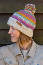 Load image into Gallery viewer, luscious scarves wool hat Pachamama Villarica Roll Back Bobble Hat , Handknitted , Fairtrade
