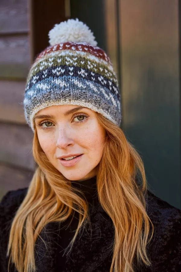 luscious scarves wool hats Pachamama Helmsdale Bobble Beanie, Handmade, Fairtrade