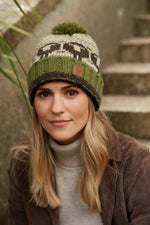 Load image into Gallery viewer, luscious scarves wool hats Pachamama Herdwick Sheep Roll Back Bobble Beanie, Fairtrade, Handmade
