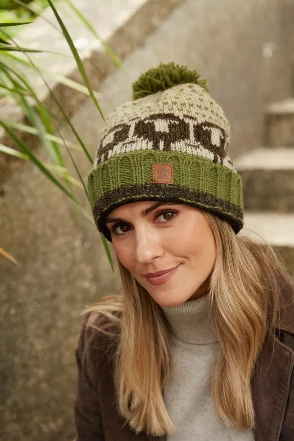 luscious scarves wool hats Pachamama Herdwick Sheep Roll Back Bobble Beanie, Fairtrade, Handmade
