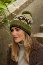 Load image into Gallery viewer, luscious scarves wool hats Pachamama Herdwick Sheep Roll Back Bobble Beanie, Fairtrade, Handmade

