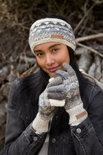 Load image into Gallery viewer, luscious scarves wool head band Pachamama Ladies Classic Fairisle Headband, Natural , Handknitted , Fairtrade
