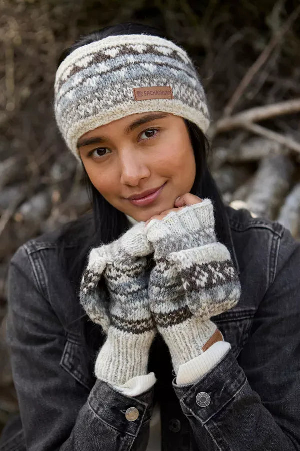 luscious scarves wool head band Pachamama Ladies Classic Fairisle Headband, Natural , Handknitted , Fairtrade