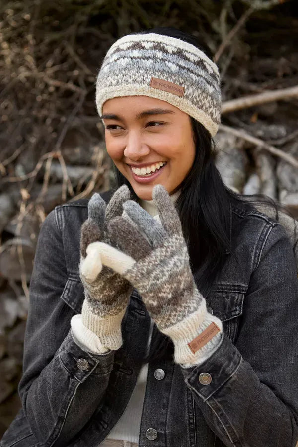 luscious scarves wool head band Pachamama Ladies Classic Fairisle Headband, Natural , Handknitted , Fairtrade