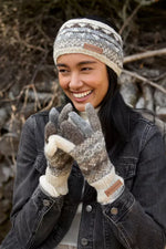 Load image into Gallery viewer, luscious scarves wool head band Pachamama Ladies Classic Fairisle Headband, Natural , Handknitted , Fairtrade
