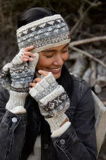 Load image into Gallery viewer, luscious scarves wool head band Pachamama Ladies Classic Fairisle Headband, Natural , Handknitted , Fairtrade
