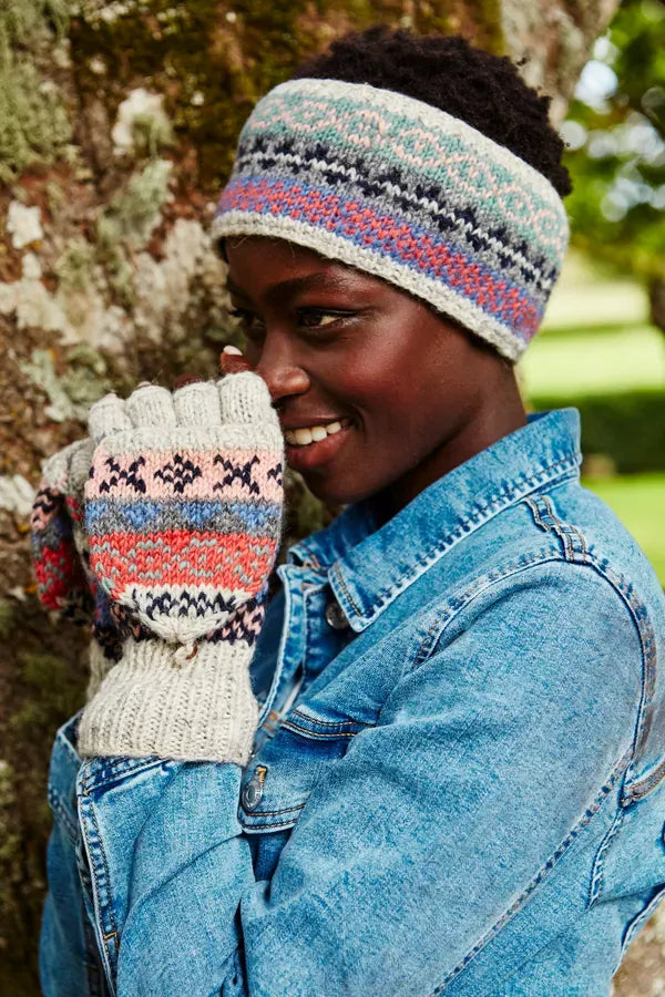 luscious scarves wool head band Pachamama Ladies Classic Fairisle Headband , Oatmeal ,Handknitted , Fairtrade