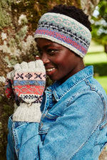 Load image into Gallery viewer, luscious scarves wool head band Pachamama Ladies Classic Fairisle Headband , Oatmeal ,Handknitted , Fairtrade
