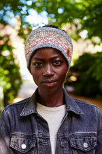 Load image into Gallery viewer, luscious scarves wool head band Pachamama Ladies Fairisle Headband, Grey , Handknitted , Fairtrade
