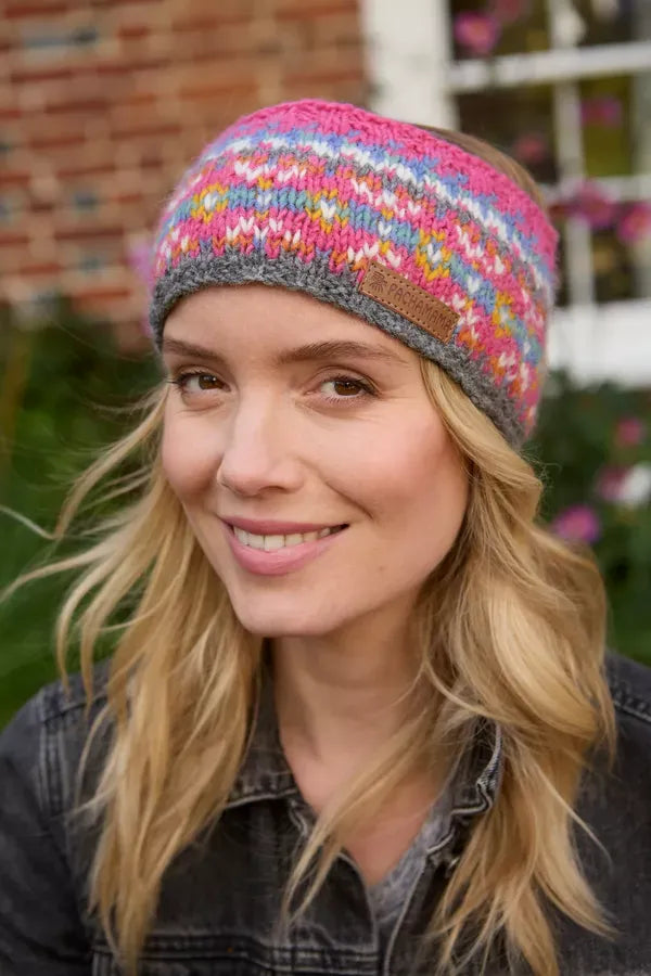 luscious scarves wool head band Pachamama Pink Iona Headband , Handknitted , Fairtrade