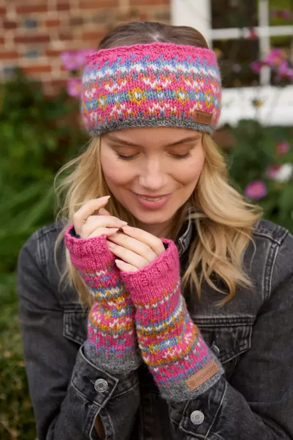 luscious scarves wool head band Pachamama Pink Iona Headband , Handknitted , Fairtrade