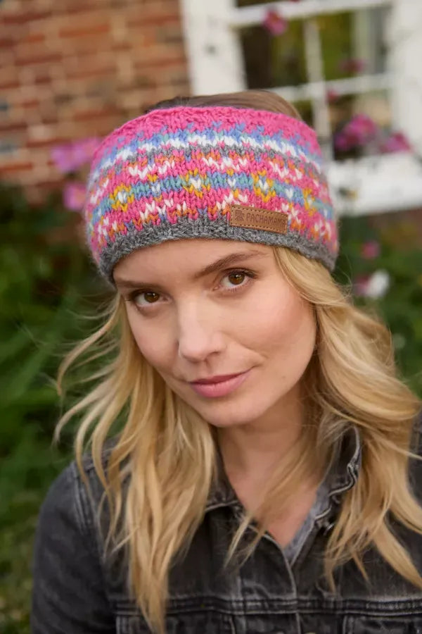 luscious scarves wool head band Pachamama Pink Iona Headband , Handknitted , Fairtrade